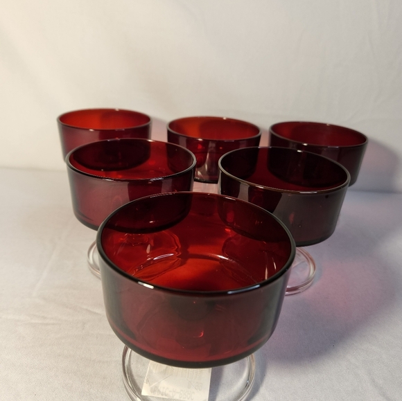Vintage LUMINARC Verrerie D'Arques France Dessert Ruby Red Glasses. Set of 6. - Picture 7 of 7